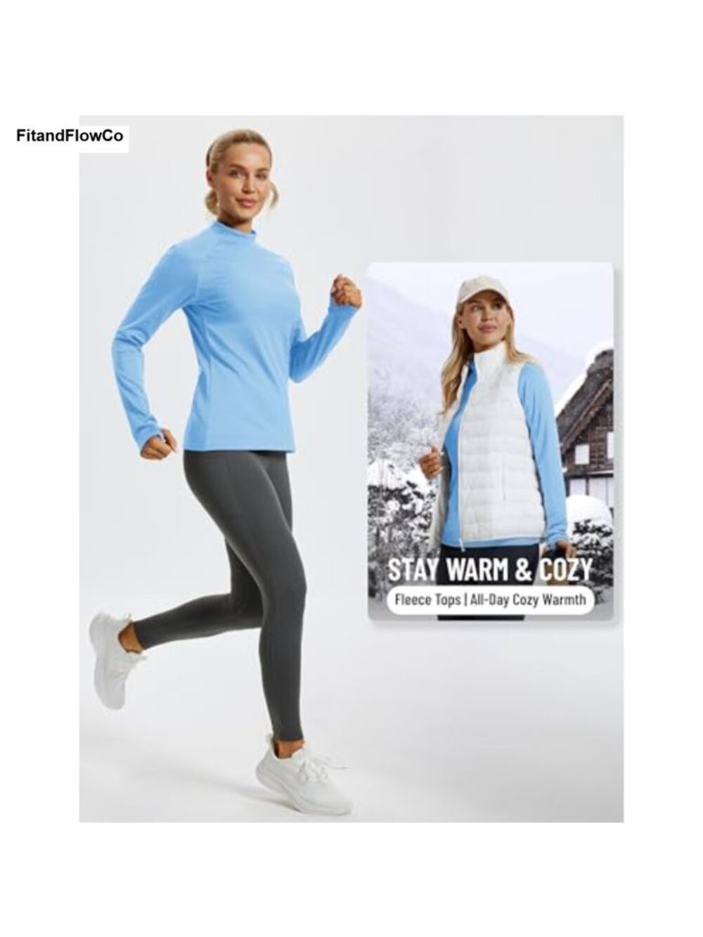 Fleece Lined Mock Neck Long Sleeve Base Layer Thermal Shirt - Picture 5 of 5